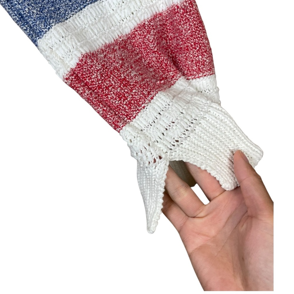 Zadig & Voltaire Women Knit Sweater Bea Openwork Striped White Cropped Size XS - Picture 9 of 15